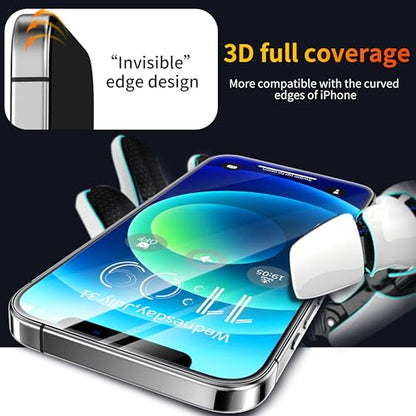 Screen Protector for iPhone 12 / iPhone 12 Pro 6.1 inch [Auto Dust Elimination] Full Coverage Tempered Glass Film 9H+ Military-Grade Protection,[No Bubbles No Dust] [2 Pack] - size: iPhone 12/12Pro