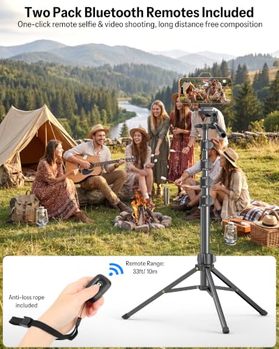 OMOTON TP02-Pro-PK 65" Magnetic Phone Tripod Kit with Fill Light & 2 Remote - color: 8-2-Black PK