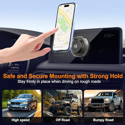 Phone Holders for Your Car, Ultra Vacuum Suction Cup Magnetic Car Phone Holder Mount 360° Adjustable Foldable Cars Phone Stand Compatible with MagSafe iPhone All Smartphones