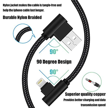 iPhone Charger 3 feet MFi Certified 90 Degree Lightning Cable 3 Pack - size: 3 FT