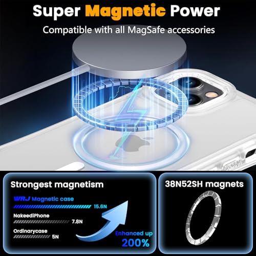 WRJ Magnetic Matte for iPhone 13 Case,iPhone 14 Case,[Compatible with MagSafe][Military Grade Drop Protection] Translucent Anti-Fingerprint Full Body Shockproof Phone Case-Clear - color: Clear, style: Matte