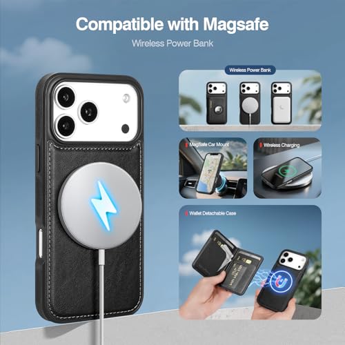 Antsturdy Compatible with MagSafe iPhone 17 Pro Max Wallet Case,Black - color: Black, size: iPhone 17 Pro Max - 6.9"