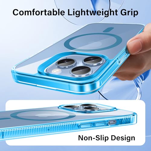 Supdeal Magnetic Clear Case for iPhone 13 Pro Max, [Compatible with MagSafe] [Non Slip Bumper & Not Yellowing] Military Grade Shockproof Transparent Silicone Phone Cover, 6.7", Blue - color: Blue, size: iPhone 13 Pro Max
