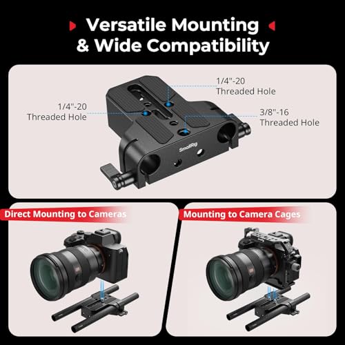 SMALLRIG Camera Base Plate Kit with 15mm LWS Rod Rail Clamp, Dual 15mm Rod - style: Base Plate+15mm Rods