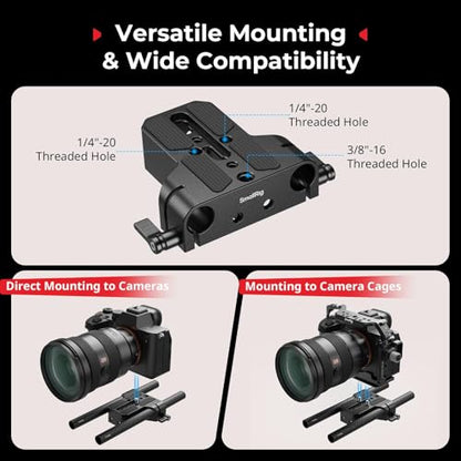 SMALLRIG Camera Base Plate Kit with 15mm LWS Rod Rail Clamp, Dual 15mm Rod - style: Base Plate+15mm Rods