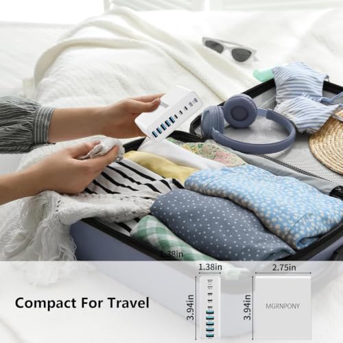 320W USB C Charger Block, MGRNPONY 10-Port GaN USB C Charging Station White - color: White