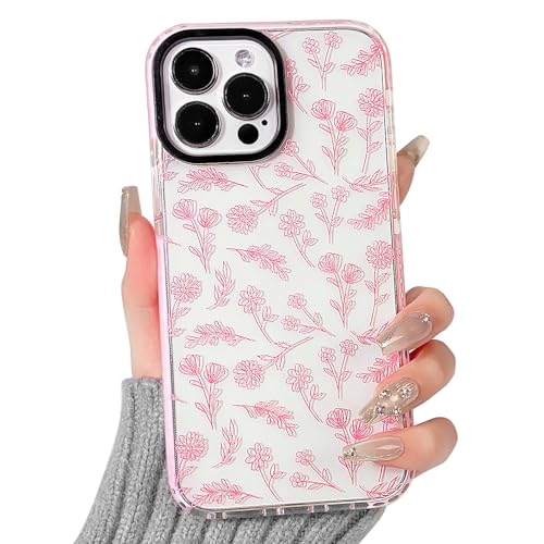 NITITOP Compatible for iPhone 13 Pro Case Cute Flower Floral Clear for Women Girl Ultra Slim Crystal Shockproof Soft TPU Anti-Yellow Protective Phone Cover - Clear Pink - color: Clear Pink, size: iPhone 13 Pro