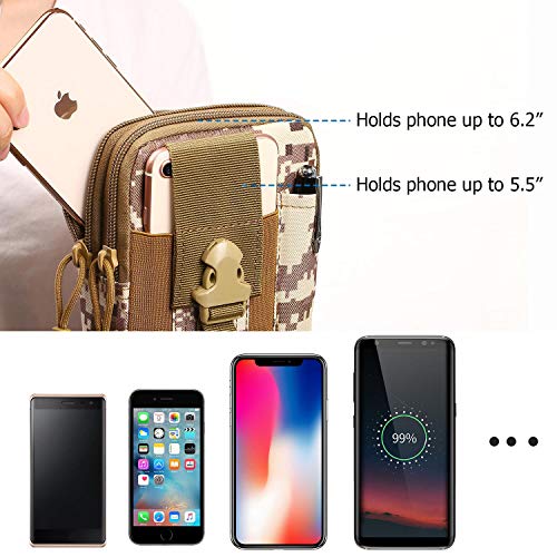 Tactical Waist Pouch EDC Molle Waist Bag Belt Phone Pouch Holster Purse Carrying Pouch for Smartphone, Tools - color: Desert digital