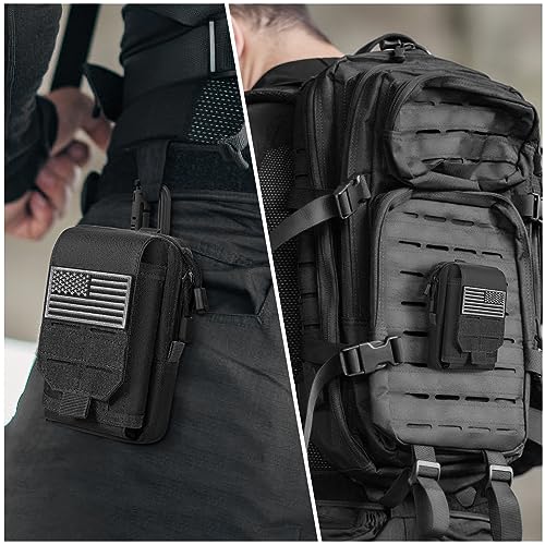 SOWHUP Tactical Molle Pouch Cell Phone Pouch Holster Small Utility EDC Pouch Gadget Organizer Bag - color: Black-D