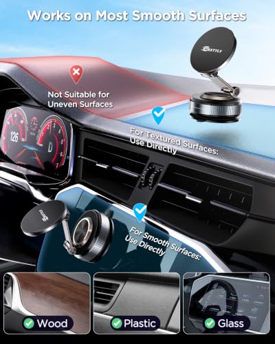 MSXTTLY Car Phone Holder,Vacuum Magnetic Suction Cup Phone Mount Nano Gel
