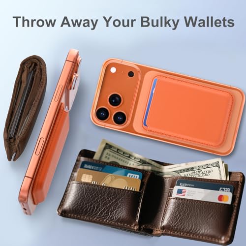for Magsafe Card Holder | Leather Magnetic Wallet | Holds 3 Cards - color: A
