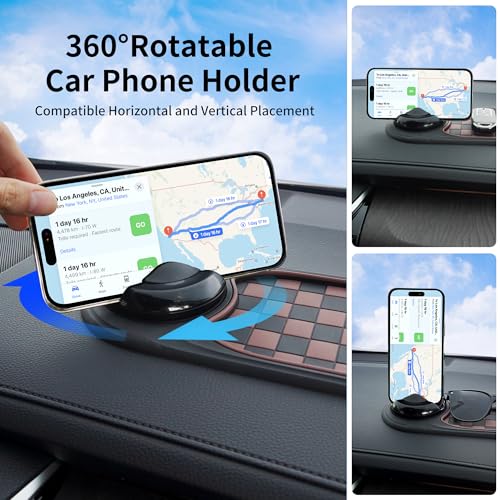 Jiechen Universal Anti-Slip Car Dashboard Mat with 360° Rotating Phone Holder – Multi-Functional Organizer Pad for Phones, Sunglasses, Keys, and Daily Essentials - color: Gray Silver