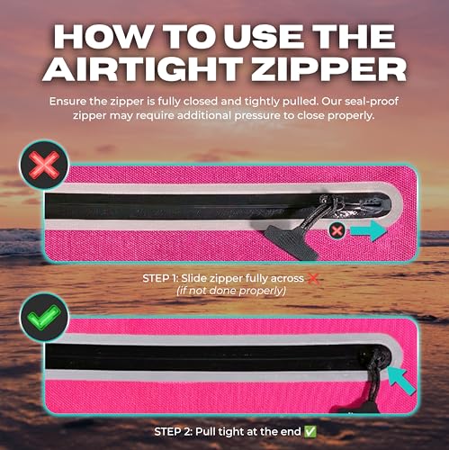 Drench Waterproof Fanny Pack & Floating Phone Pouch | IPX8 Submersible Waist Pack Dry Bag for Beach, Pool, Cruise Travel, Girls Trips, Snorkeling, Kayaking & Water Sports | Pink - color: Hot Pink