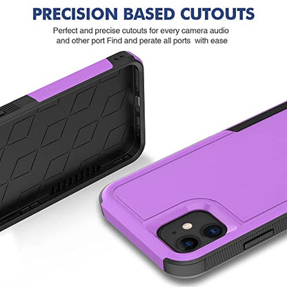 Jeylly for iPhone 11 Case with Tempered Glass Screen Protector [2 Pack] Dual Layer Anti Drop Non Slip Heavy Duty Full Body Shockproof Protective Phone Case for iPhone 11, Purple | Dual Layer Anti Drop Non Slip Heavy Duty Full Body Shockproof Protective Ph