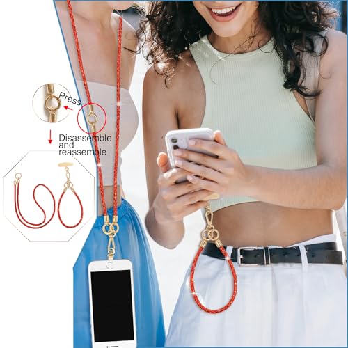 Phone Lanyard Crystal Phone Strap Crossbody, Red - color: Red