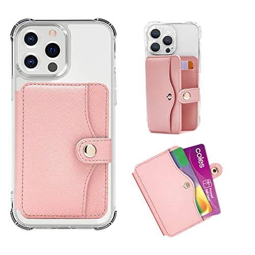 Phone Wallet Stick on for Cases Small Wallet for Women with Adhesive - color: Baby Pink