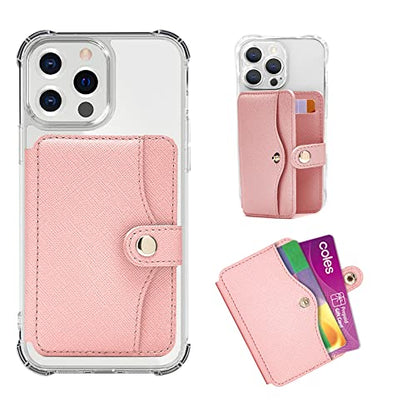 Phone Wallet Stick on for Cases Small Wallet for Women with Adhesive - color: Baby Pink