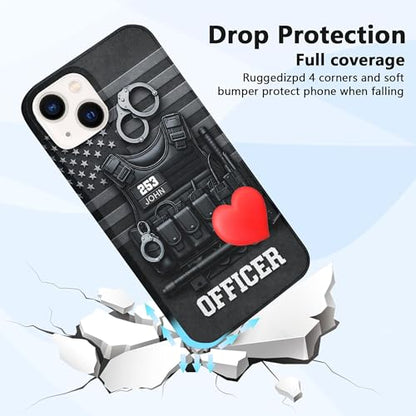 Personalized Police Clear Phone Case Custom Name, Firefighter Protective Case Compatible with Phone Devices, Law Enforcement Gift for Men Dad Husband (#3)