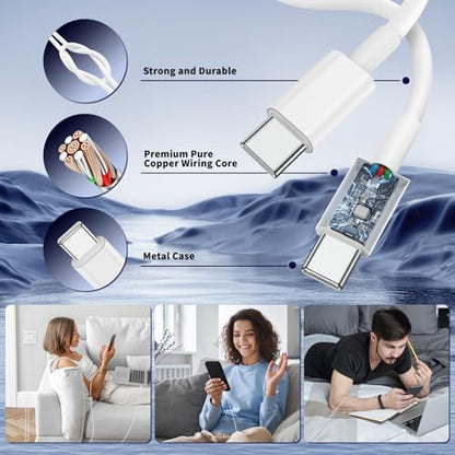 QZIIW iPhone 17 16 15 Pro Max Fast Charger,45W Dual Port USB C Fast Charger - color: White, size: 3FT+6FT+10FT+10FT