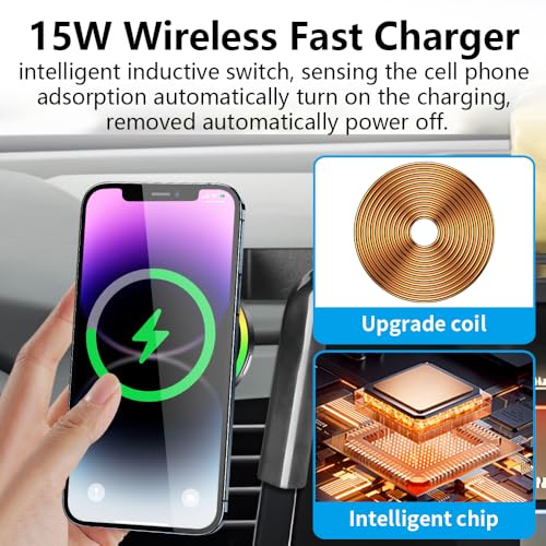 Car Magnetic Phone Mount for Honda Odyssey 2018 2019 2020 2021 2022 2023 2024 Auto Interior Accessories Best Cellphone Holder Fast 15W Wireless Charger Cell Phones Charging Screen Stand Cradle