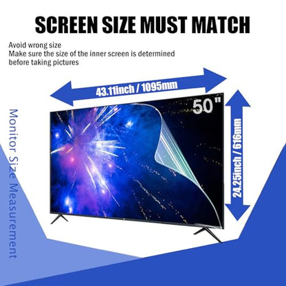 50 Inch Anti Glare tv Screen Cover, TV Screen Protector Frosted Anti Glare Film Blue Light Dustproof Scratch Filter, New Protect Your Eyes, Reduce Eye Fatigue, 50Inch (1095 * 616mm)