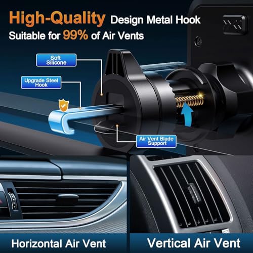 DOLYOFG Car Phone Holder Vent [Thick Cases Friendly] Phone Mount for Car Air Vent 360° Rotate Hands Free Cell Phone Holder for Car Automobile Cradle for All iPhone Android Smartphone - style: new model