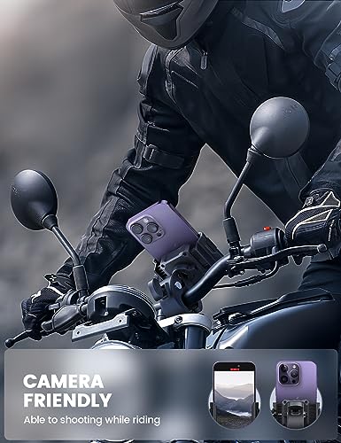 Lamicall Motorcycle Bike Phone Mount, 1s Lock Bike Phone Holder - color: Black