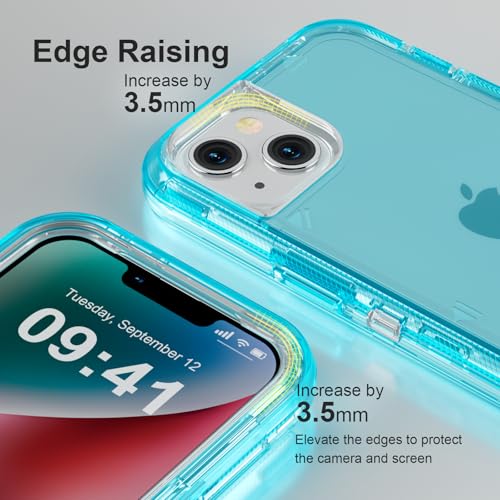 Follaroma for iPhone 13 Case, Heavy Duty Shockproof Protection Phone Cases, Anti-Drop, Dual Layer Transparent Protective Cover Compatible with iPhone 13, 6.1 inch, Crystal Blue - color: Blue, size: iPhone 13 6.1’