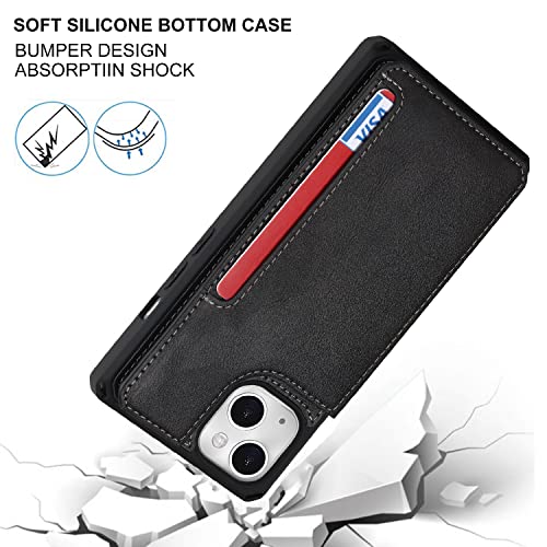 Cavor for iPhone 14 Wallet Case with Card Holder for Women, Black - color: B-BlBck