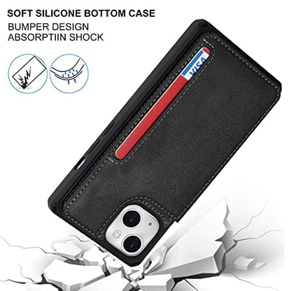Cavor for iPhone 14 Wallet Case with Card Holder for Women, Black - color: B-BlBck