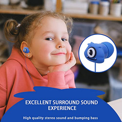 Kids Earbuds with Storage Case for Back to School, Earbuds for Kids - color: Blue