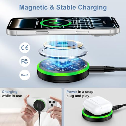 25W Samsung Magnetic Charger Fast Wireless Phone Charger Magsafe Charging Pad for Android Samsung Galaxy S26 Ultra/S26 Plus/S25 Ultra/S24/S23/S22/S21/S20/Google Pixel 10a/10 Pro/9a/9/8a/7a/8/7 Pro/6 - color: Black