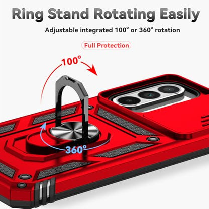 for Samsung Galaxy A36 5G Case with Slide Camera Cover HD Screen Protector [Military Grade 16ft. Drop Tested] Magnetic Ring Holder Kickstand Protective Phone Case for Galaxy A36 5G 2025, Red - color: Red w/ Slide Camera 2nd gen. Military Grade