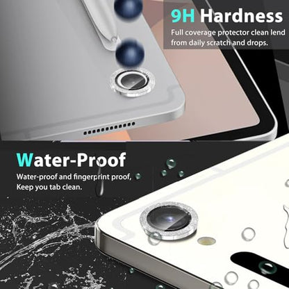 Zeking (2 Set for Samsung Galaxy Tab S10 FE/Tab S10 FE Plus Camera Lens Protector, Scratch-Resistant HD Clarity 9H Tempered Glass with Aluminum Edging, Individual Metal Lens Cover (Bling-Silver) - color: GlitterSilver