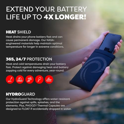 PHOOZY Apollo II Thermal Phone Case with NASA-Derived Technology - Extends Battery Life 4X in Hot or Cold Weather - Military Grade 8-Foot Drop Protection Insulated Pouch - Large Black - color: Apollo II Blackout, size: LARGE