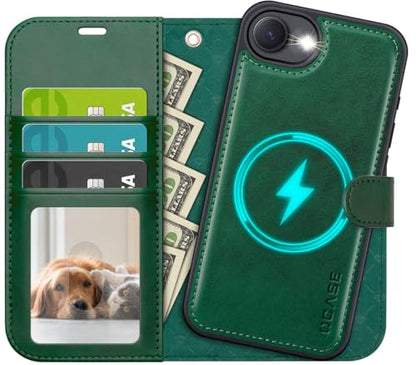 OCASE for iPhone 17e Case/iPhone 16e Detachable Wallet Case with Card Holder, 2 in 1 Pu Leather Flip Folio with RFID Blocking Stand Wrist Strap Shockproof Phone Cover 6.1 Inch 2025, Blackish Green - color: Blackish Green, size: iPhone 16e/ iPhone 17e
