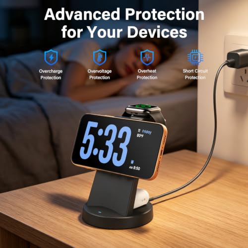 25W Magnetic Fast 3 in 1 Charging Station Wireless Charger Stand - color: Black*1