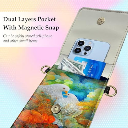 Small Crossbody Bags for Women Touchscreen Cell Phone Bag Cross Body Purses with adjustable Strap,Gifts For Teenage Girls - color: White Doves on the Tree