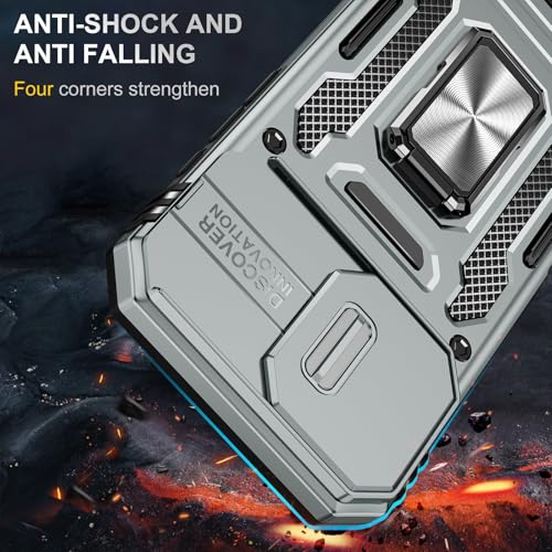 Shockproof Phone Case Compatible with iPhone 17 Case with Kickstand & HD Screen Protector & with Camera Cover Dual-Layer Military-Grade Drop Protection Phone Case (Gray) - color: Grey, size: iPhone 17 【6.3 inch】