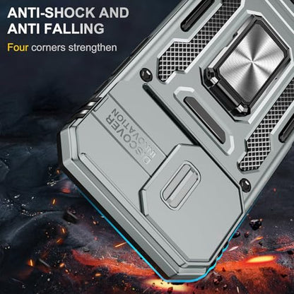 Shockproof Phone Case Compatible with iPhone 17 Case with Kickstand & HD Screen Protector & with Camera Cover Dual-Layer Military-Grade Drop Protection Phone Case (Gray) - color: Grey, size: iPhone 17 【6.3 inch】