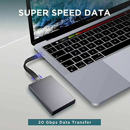 Short USB-C to USB-C Fast Charger Cable, 5 inch, 20 Gbps, 100W, Thunderbolt 3/4/5 & USB4 Compatible, for iPhone 15 & 16, iPad, MacBook, Samsung Galaxy, Tablets, Laptops - style: USB-C to C (20G, 100W)