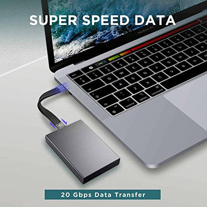 Short USB-C to USB-C Fast Charger Cable, 5 inch, 20 Gbps, 100W, Thunderbolt 3/4/5 & USB4 Compatible, for iPhone 15 & 16, iPad, MacBook, Samsung Galaxy, Tablets, Laptops - style: USB-C to C (20G, 100W)