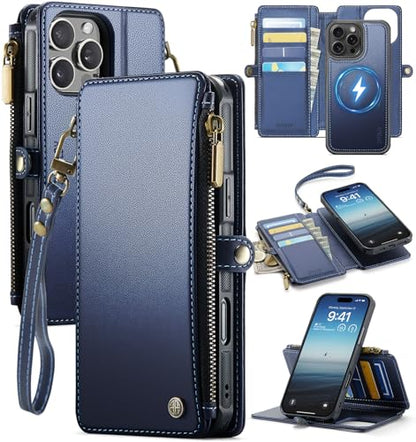 for iPhone 16 Pro Max - Phone Case Wallet Magnetic, Navy Blue - color: Navy Blue, size: iPhone 16 Pro Max