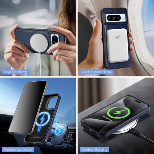 SkyEagle Compatible Magsafe 2 in 1 Detachable Google Pixel 8 Pro Wallet Case with Card Holder Women Men,Magnetic PU Leather RFID Blocking Flip Kickstand Credit Slots,for Pixel 8 Pro 6.7",Blue - color: Blue, size: Google Pixel 8 Pro 6.7"