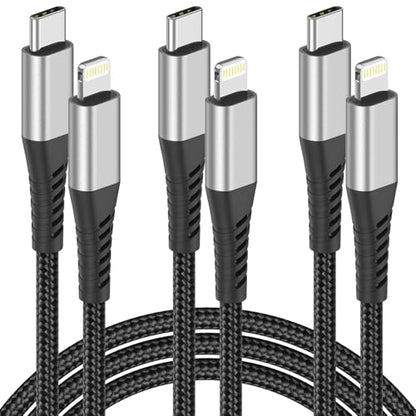 2ft USB C to Lightning Cable 3 Pack, Braided 2 foot USB C iPhone Charger Cord, MFi Certified 2 ft iPhone Lightning Cable PD Fast Charging for iPhone 14 13 12 11 Pro Max Xs Plus iPad Air Mini, Black - size: 2 Foot