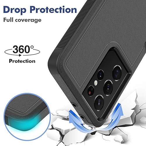 for Samsung Galaxy S24 Ultra Case: Dual Layer Protective Heavy Duty Cell Phone Cover Shockproof Rugged with Screen Protector - Military Protection Bumper Tough - Samsung Galaxy S24 Ultra 2024, Black - color: Black (PC) + Black (TPU)