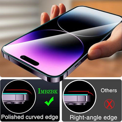 IMBZBK Screen Protector for iPhone 14 Pro Max, Tempered Glass, 3+3 Pack - color: 14 Pro Max-Transparent