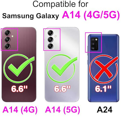 Case Wallet for Samsung Galaxy A14 5G, Snow Rose | Kickstand, 3 Card Holder, Shockproof TPU Interior Shell, PU Leather, Magnetic Flip Cover, Lanyard Strap - color: Pic:03
