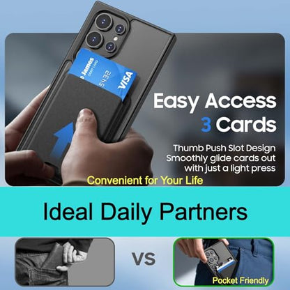 Magnetic for Samsung Galaxy S24 Ultra Wallet Case with Card Holder﻿ | Compatible with MagSafe, Shockproof Phone Cover with Detachable RFID Blocking Credit Card Slot, Black - color: Black, size: S24 Ultra 6.8"