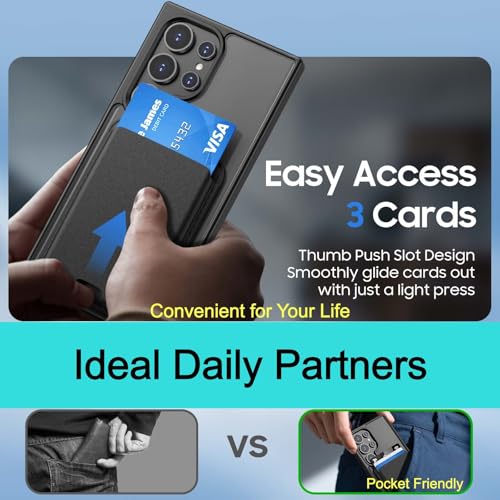 Magnetic for Samsung Galaxy S24 Ultra Wallet Case with Card Holder﻿ | Compatible with MagSafe, Shockproof Phone Cover with Detachable RFID Blocking Credit Card Slot, Black - color: Black, size: S24 Ultra 6.8"